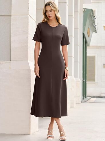 ANRABESS Womens Summer Maxi Dresses Casual Short Sleeve Elegant Classy Vintage 2026 Spring Flowy Cocktail Dress 80s Outfit in Kuwait