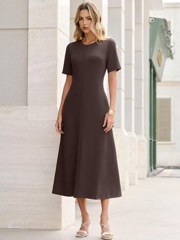 ANRABESS Womens Summer Maxi Dresses Casual Short Sleeve Elegant Classy Vintage 2026 Spring Flowy Cocktail Dress 80s Outfit in Kuwait