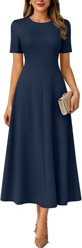 ANRABESS Womens Summer Maxi Dresses Casual Short Sleeve Elegant Classy Vintage 2026 Spring Flowy Cocktail Dress 80s Outfit in Kuwait