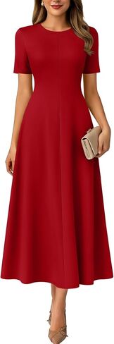 ANRABESS Womens Summer Maxi Dresses Casual Short Sleeve Elegant Classy Vintage 2026 Spring Flowy Cocktail Dress 80s Outfit in Kuwait