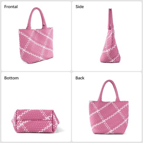 Hand Woven Tote Bag for Women,Faux Leather, Adjustable Crossbody Strap, Casual Beach Travel Handbag with Pouch in Saudi Arabia
