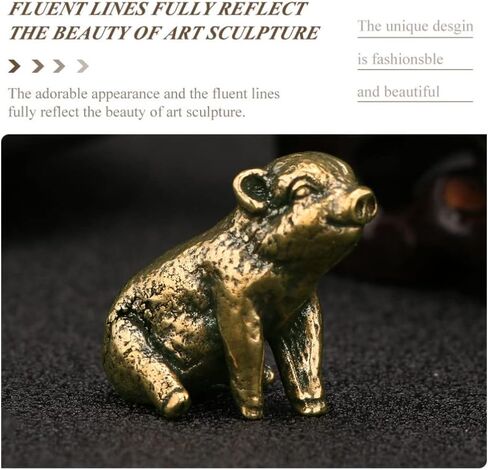 Beavorty Copper Pig Statues Vintage Feng Shui Brass Mini Piggy Figurine Small Zodiac Animal Table Statues Micro Landscape Ornament Tea Pets Decor in Saudi Arabia