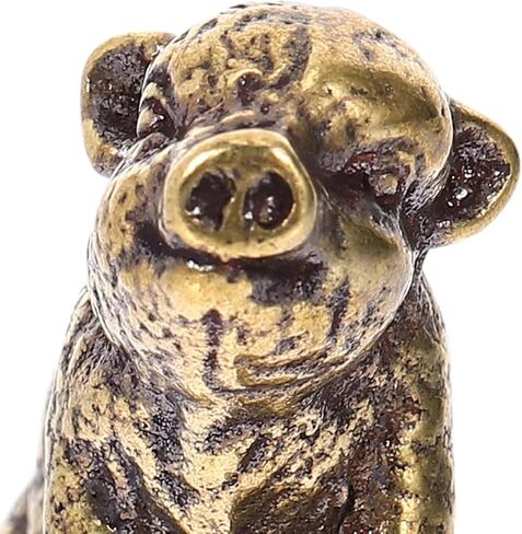 Beavorty Copper Pig Statues Vintage Feng Shui Brass Mini Piggy Figurine Small Zodiac Animal Table Statues Micro Landscape Ornament Tea Pets Decor in Saudi Arabia