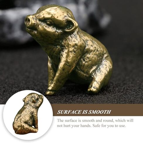 Beavorty Copper Pig Statues Vintage Feng Shui Brass Mini Piggy Figurine Small Zodiac Animal Table Statues Micro Landscape Ornament Tea Pets Decor in Saudi Arabia