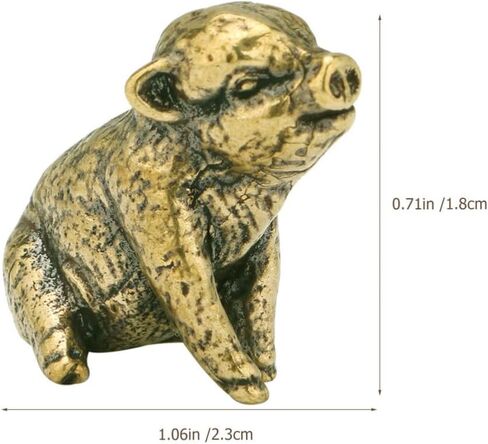 Beavorty Copper Pig Statues Vintage Feng Shui Brass Mini Piggy Figurine Small Zodiac Animal Table Statues Micro Landscape Ornament Tea Pets Decor in Saudi Arabia