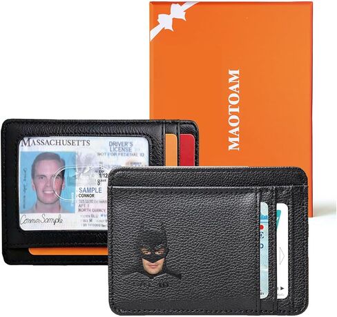 Bat ID Leather Wallet Card Holder for Men with Multiple Card Slots- Minimalist Blocking Front Bat Face Cut-Out Wallet- Dad Son Husband Boyfriend – Valentines Birthday Father’s Day Gift in Saudi Arabia