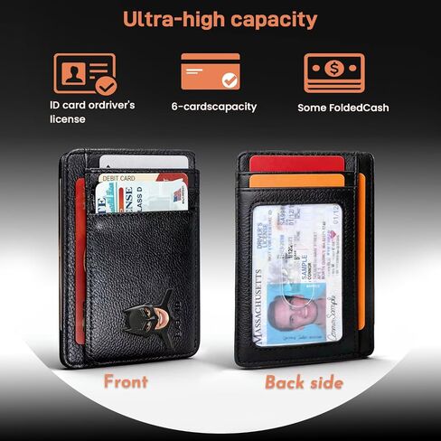 Bat ID Leather Wallet Card Holder for Men with Multiple Card Slots- Minimalist Blocking Front Bat Face Cut-Out Wallet- Dad Son Husband Boyfriend – Valentines Birthday Father’s Day Gift in Saudi Arabia