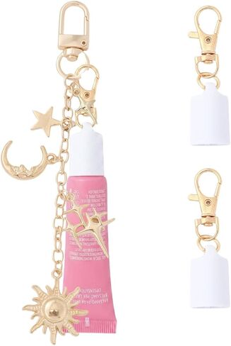 3 Pcs Lip Gloss Keychain for Summer Fridays Lip Balm Portable Lipgloss Keychain Cap for Women in Kuwait