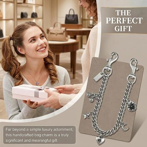 Purse Charms for Handbags, Silver Decorative Bag Chain Keychain, Cute Hanging Ornament Gift for Women in Saudi Arabia