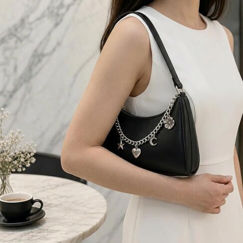 Purse Charms for Handbags, Silver Decorative Bag Chain Keychain, Cute Hanging Ornament Gift for Women in Saudi Arabia