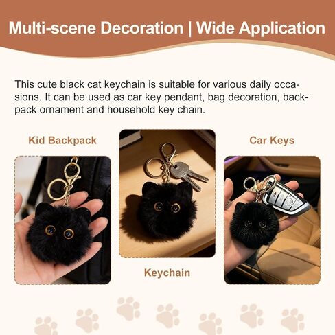 Fluffy Cat Keychain for Women, Kawaii Bag Charm, Soft Plush Kitten Key Ring, Birthday Christmas Gift for Cat Lovers in Kuwait