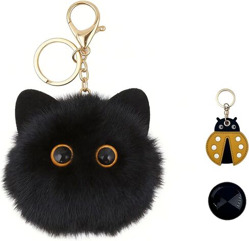 Fluffy Cat Keychain for Women, Kawaii Bag Charm, Soft Plush Kitten Key Ring, Birthday Christmas Gift for Cat Lovers in Kuwait