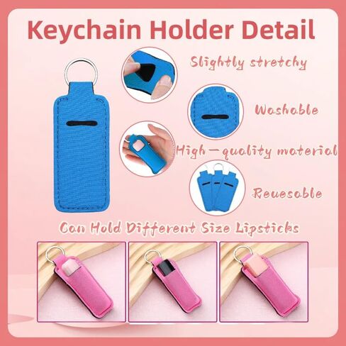 24 Pcs Lipstick Holder Keychains Bulk chapstick holder bulk Lip Balm Holder Keychain Lip Gloss keychain Women Christmas Stocking Gift(12 Colors) in Saudi Arabia