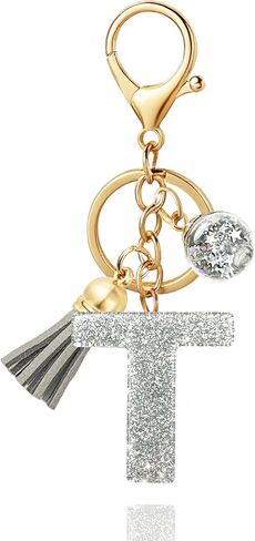 Initial Letter Keychain,Keychain Cute Resin,Initial Keychain to Backpack Charms,Key chain Gift for Women,Girls(Silver) in Saudi Arabia