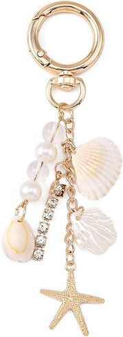Cute Beach Keychain Starfish Pearl Bag Charms Fashion Seashell Keychain Car Key Ring Accessories for Women in Saudi Arabia