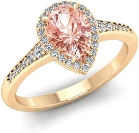 Pear Morganite Ring Rose Gold Diamond Halo Ring Teardrop Morganite Ring Half Eternity Anniversary Promise Rings Vintage Halo Pear Ring Set in Kuwait