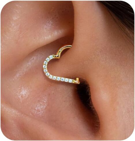 Cartilage Daith Earrings For Women Small 14K Gold Plated Hoop Hypoallergenic Helix Piercing Huggie Surgical Steel Diamond Implant Cubic Zirconia Jewelry in Saudi Arabia