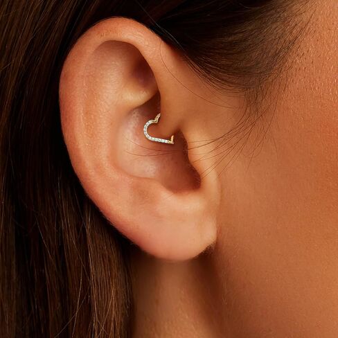 Cartilage Daith Earrings For Women Small 14K Gold Plated Hoop Hypoallergenic Helix Piercing Huggie Surgical Steel Diamond Implant Cubic Zirconia Jewelry in Saudi Arabia