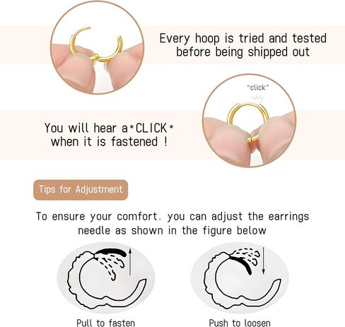 Cartilage Daith Earrings For Women Small 14K Gold Plated Hoop Hypoallergenic Helix Piercing Huggie Surgical Steel Diamond Implant Cubic Zirconia Jewelry in Saudi Arabia