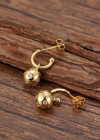 Pickleball Huggie Earrings for Women - 18K Gold Plated Over Sterling Silver | Pickleball Earrings, Christmas Gift for Pickleball Lovers in Saudi Arabia