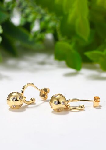 Pickleball Huggie Earrings for Women - 18K Gold Plated Over Sterling Silver | Pickleball Earrings, Christmas Gift for Pickleball Lovers in Saudi Arabia