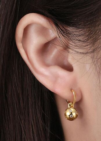 Pickleball Huggie Earrings for Women - 18K Gold Plated Over Sterling Silver | Pickleball Earrings, Christmas Gift for Pickleball Lovers in Saudi Arabia