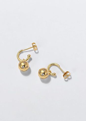 Pickleball Huggie Earrings for Women - 18K Gold Plated Over Sterling Silver | Pickleball Earrings, Christmas Gift for Pickleball Lovers in Saudi Arabia