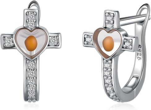 Mustard Seed Earrings 925 Sterling Silver Cross Hoop Earrings Mustard Seed Jewelry Gifts for Women in Saudi Arabia