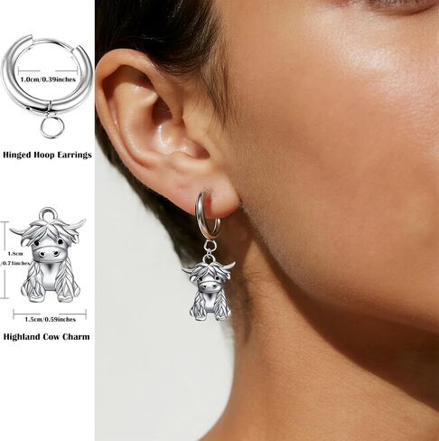 Highland Cow Earrings for Women, Lightweight Highland Cow Hoop Earrings, Highland Cow Lovers Gift, Highland Cow Jewelry (silver) in Saudi Arabia
