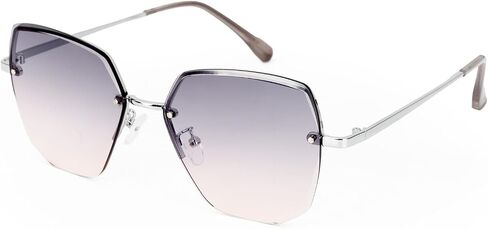 Sumato Oversized Rimless Sunglasses, Vintage Geometric Gradient Sunnies Fashion Frameless Shades for Women in Saudi Arabia