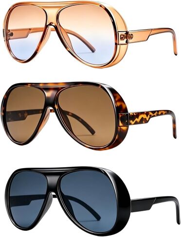 CZFDHP 3PCS Sun Glasses for Women, Oversized Aviator Sunglasses, Retro Aviator Sunglasses for Women, Fashionable Accessories for Urban Commuting, Driving and Outdoor Activities in Saudi Arabia