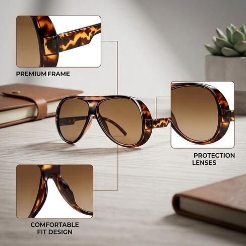 CZFDHP 3PCS Sun Glasses for Women, Oversized Aviator Sunglasses, Retro Aviator Sunglasses for Women, Fashionable Accessories for Urban Commuting, Driving and Outdoor Activities in Saudi Arabia