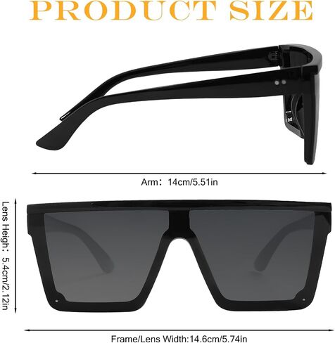 2 Pcs Square Oversized Sunglasses Big Flat Top Vintage Fashion Shield Large Protection Rimless Shades Lightweight for Women Men in Saudi Arabia