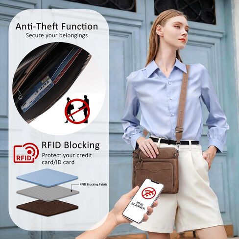 TANTOMI Vegan Leather Crossbody Purses for Women, Rfid Crossbody bags Women's Handbags Shoulder Bag with 6 Card Slots in Saudi Arabia