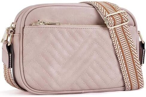 Quilted Crossbody Bags for Women Vegan Leather Purses Shoulder Handbags with Wide Strap in Kuwait