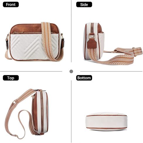 Quilted Crossbody Bags for Women Vegan Leather Purses Shoulder Handbags with Wide Strap in Kuwait
