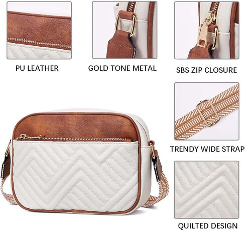 Quilted Crossbody Bags for Women Vegan Leather Purses Shoulder Handbags with Wide Strap in Kuwait