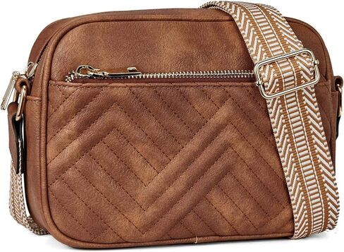 Quilted Crossbody Bags for Women Vegan Leather Purses Shoulder Handbags with Wide Strap in Kuwait