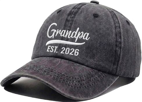 Promoted to Grandpa 2026 Hat - Adjustable First Time New Grandpa Hat Est 2026 Baby Announcement Fathers Day to Be Grandfather Birthday Gifts Baseball Caps Gray in Kuwait