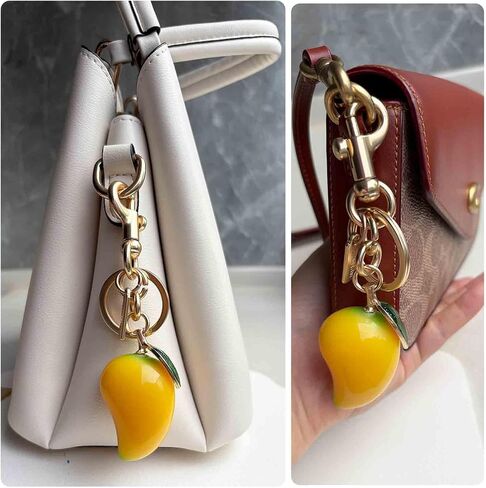 Mango Bag Charm Purse Accessories Charms Yellow Fruit Keychain Gold Metal Chain Purse Accessory in Saudi Arabia