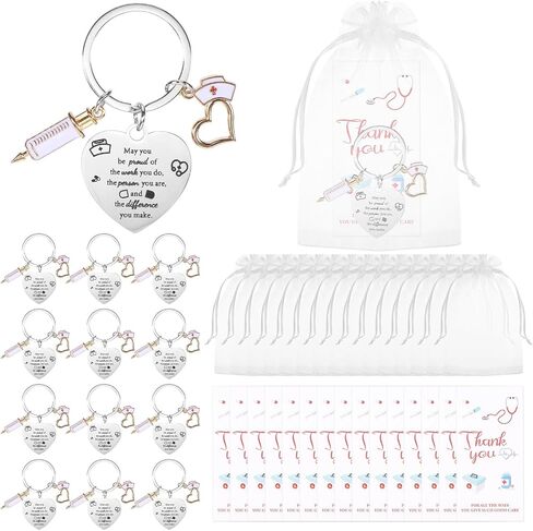 12 Pcs Nurse Week Gifts Set with Heart Nurse Keychain Bulk Thank You Cards, Appreciation Nurses Gift Medical Assistant Gifts for Women Nurses Day Medical Assistant Student Preceptor in Saudi Arabia