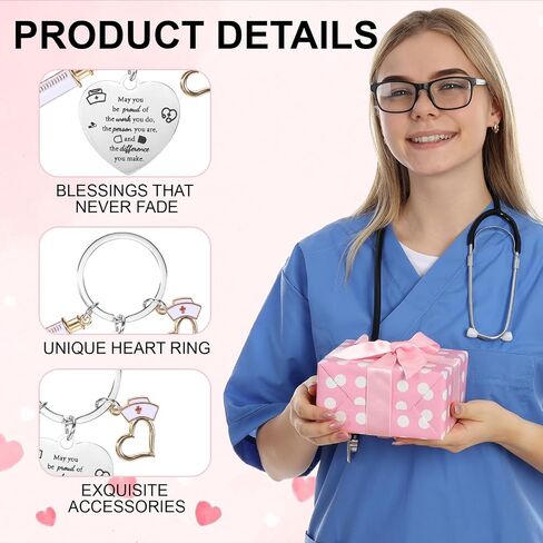 12 Pcs Nurse Week Gifts Set with Heart Nurse Keychain Bulk Thank You Cards, Appreciation Nurses Gift Medical Assistant Gifts for Women Nurses Day Medical Assistant Student Preceptor in Saudi Arabia