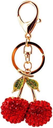 One Pack Cute Fruit Cherry Colorful Car Ringer Rhinestone Car Keychain Ring Chain Gift Pack Buckle Charms in Kuwait