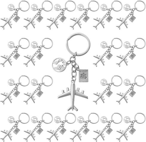 20PCS Airplane Keychain Pilot Travel Keyring Aviator Key Chains Earth Airplane Pendant Journey Aircraft Airplane Pendant Gift Friendship Jewelry for Traveler in Kuwait