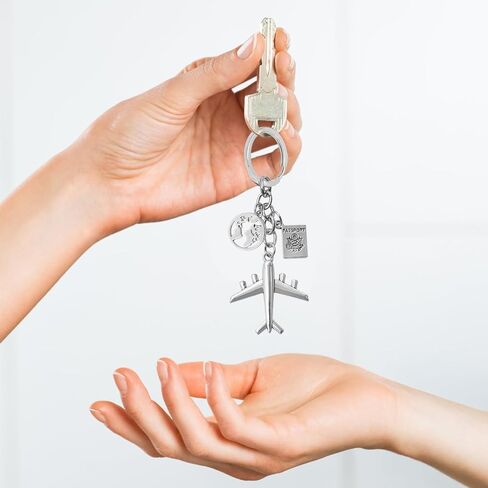 20PCS Airplane Keychain Pilot Travel Keyring Aviator Key Chains Earth Airplane Pendant Journey Aircraft Airplane Pendant Gift Friendship Jewelry for Traveler in Kuwait