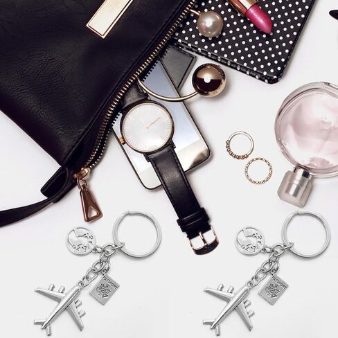 20PCS Airplane Keychain Pilot Travel Keyring Aviator Key Chains Earth Airplane Pendant Journey Aircraft Airplane Pendant Gift Friendship Jewelry for Traveler in Kuwait