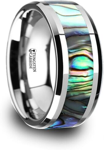 MAUI Ring Tungsten Carbide with Mother of Pearl Inlay 10mm Wide Wedding Band in Kuwait