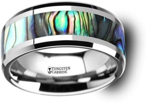 MAUI Ring Tungsten Carbide with Mother of Pearl Inlay 10mm Wide Wedding Band in Kuwait