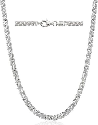 QUADRI 925 Sterling Silver Wheat Chain Necklace — SILVER PLUS™ Anti-Tarnish Treatment — Handcrafted in Italy Since 1968 — 24" — Unisex Men Women in Saudi Arabia