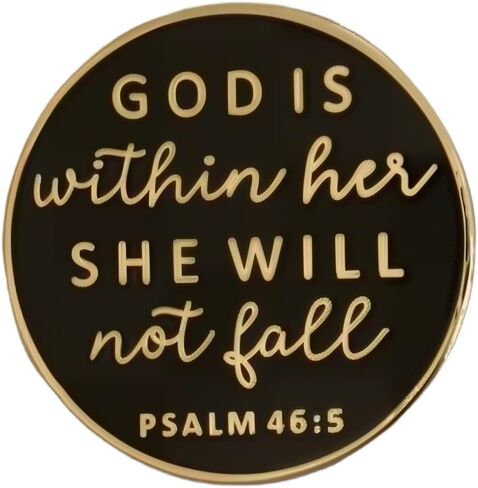 God Is Within Her She Will Not Fall Enamel Pin PSALM 46:5 White and Black Christian Inspiration Badge Brooch For Christian Gift in Saudi Arabia